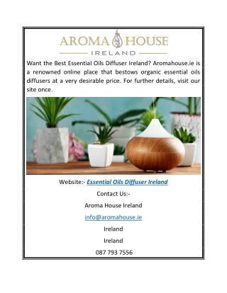 Essential Oils Diffuser Ireland | Aromahouse.ie