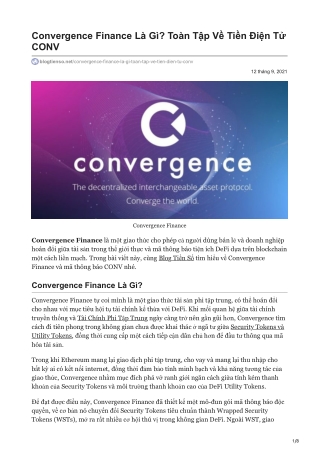 Convergence Finance Là Gì? Toàn Tập Về Tiền Điện Tử CONV