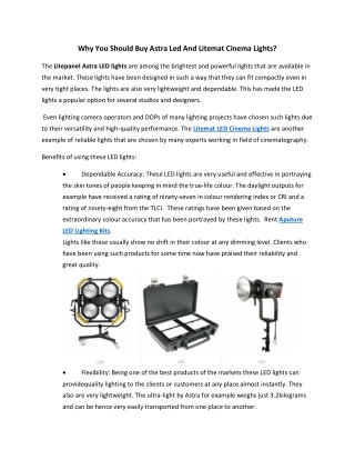 Why You Should Buy Astra Led And Litemat Cinema Lights