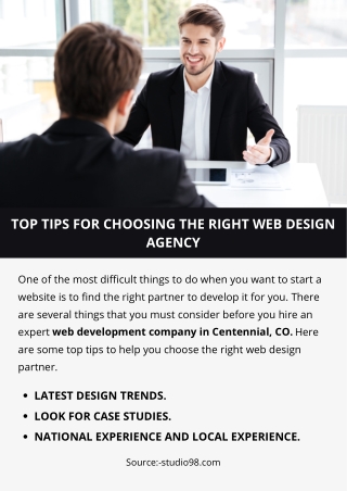 TOP TIPS FOR CHOOSING THE RIGHT WEB DESIGN AGENCY