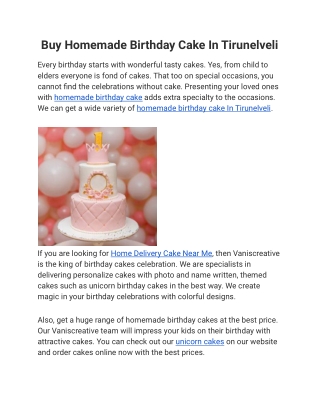 Buy Homemade Birthday Cake In Tirunelveli