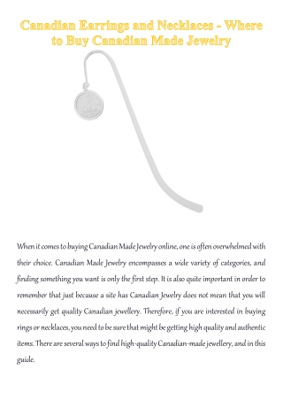 Canadian Earrings and Necklaces - Where to Buy Canadian Made Jewelry