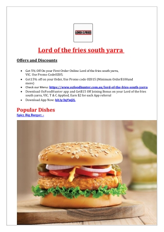 5% Off - Lord of the fries south yarra Australian Takeaway Menu,