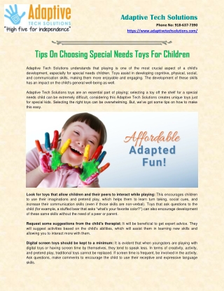 Choosing Special Needs Toys For Children