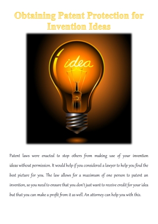 Obtaining Patent Protection for Invention Ideas