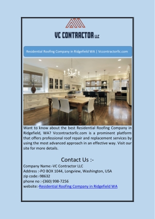 Residential Roofing Company in Ridgefield WA | Vccontractorllc.com