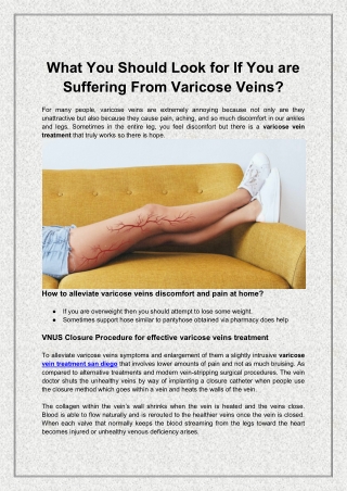 What You Should Look for If You are Suffering From Varicose Veins