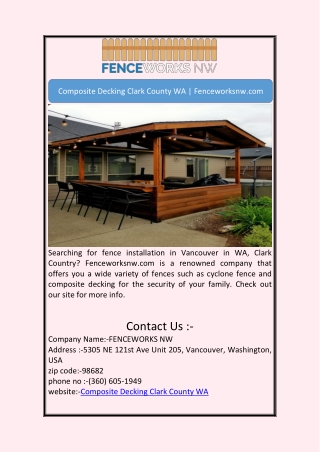 Composite Decking Clark County WA | Fenceworksnw.com