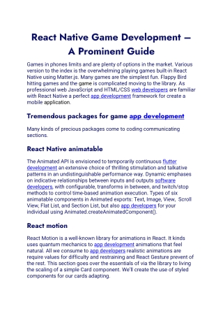 React Native Game Development – A Prominent Guide