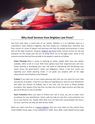 Why Avail Services from Brighton Law Firms