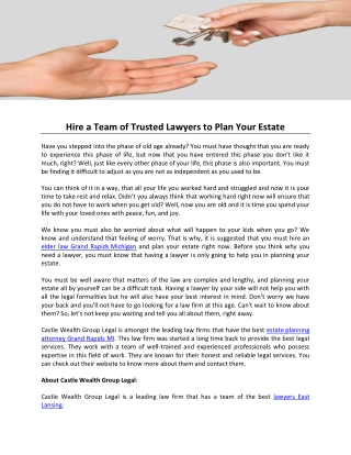 Hire a Team of Trusted Lawyers to Plan Your Estate