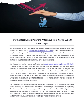 Hire the Best Estate Planning Attorneys from Castle Wealth Group Legal