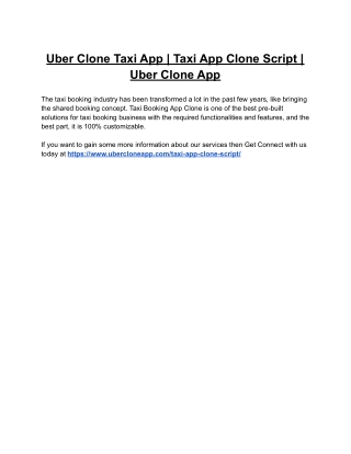 Uber Clone Taxi App | Taxi App Clone Script | Uber Clone App
