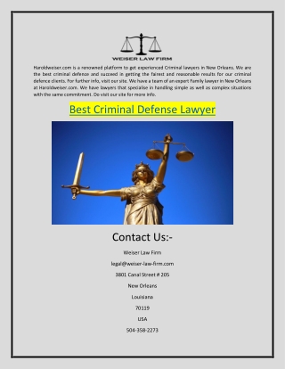 Best Criminal Defense Lawyer | Haroldweiser.com
