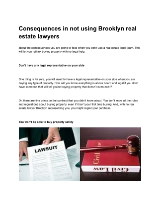 Consequences in not using Brooklyn real estate lawyers