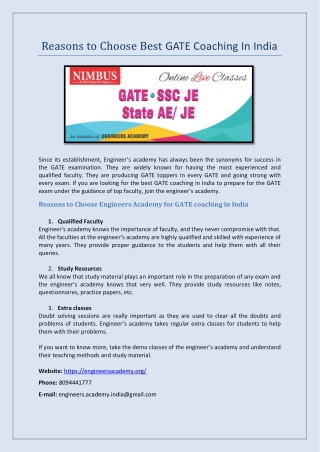 GATE Coaching In India