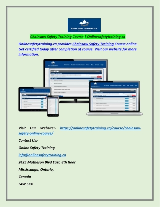 Chainsaw Safety Training Course | Onlinesafetytraining.ca