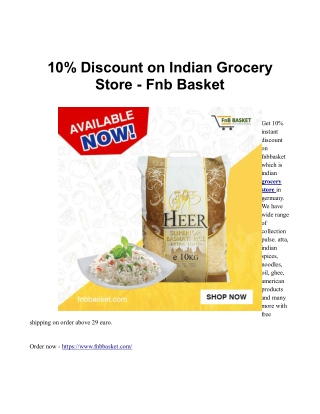 10% Discount on Indian Grocery Store - Fnb Basket