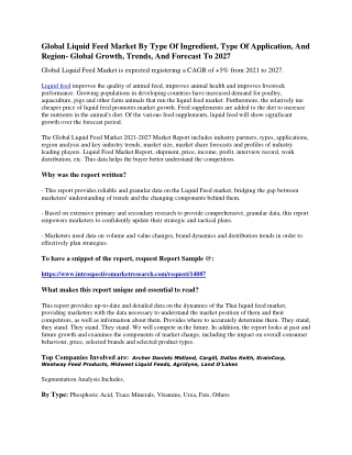Global Liquid Feed Market