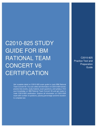 C2010-825 Study Guide for IBM Rational Team Concert V6 Certification