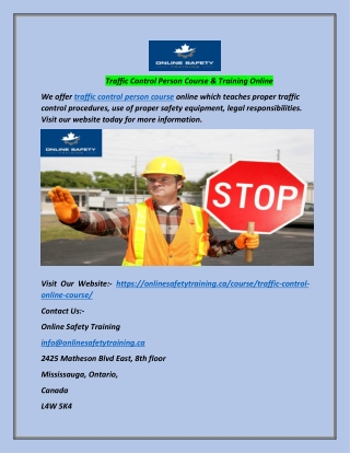 Traffic Control Person Course & Training Online