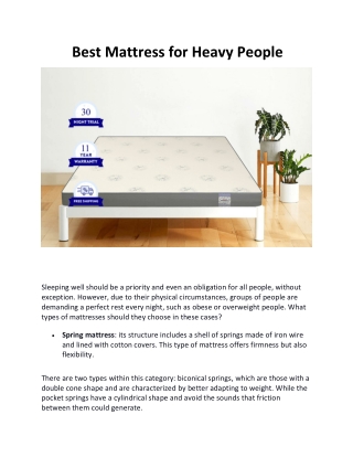Best Mattress for Heavy People