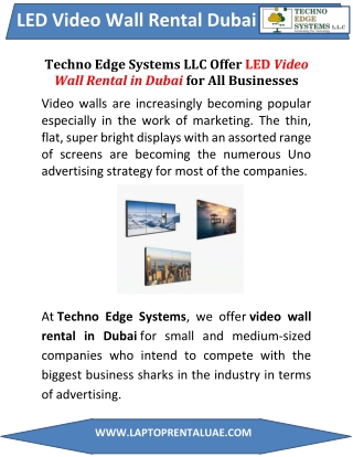LED Video Wall Rental in Dubai for All Businesses