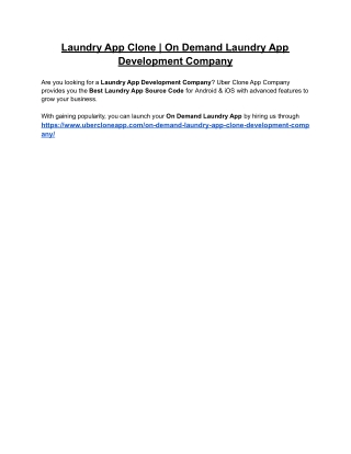 Laundry App Clone | On Demand Laundry App Development Company