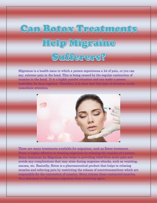 Can Botox Treatments Help Migraine Sufferers?