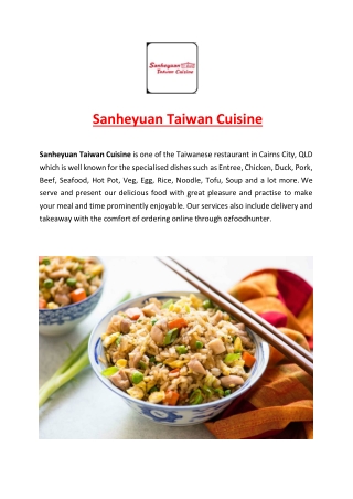 5% Off - Sanheyuan Taiwan Restaurant Cairns Delivery, QLD