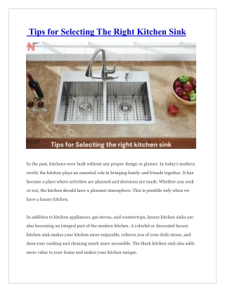 Proven Tricks to Select a Perfect Sinks for Your Kitchen