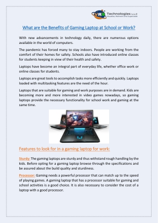 What are the Benefits of Gaming Laptop at School or Work?