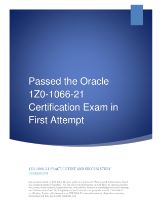 [PDF] Passed the Oracle 1Z0-1066-21 Certification Exam in First Attempt