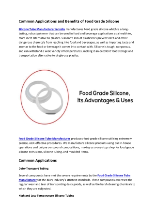 Common Applications Of Food Grade Silicone