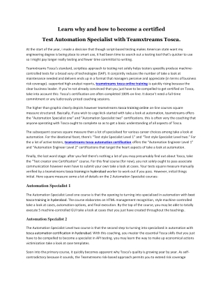 Learn why and how to become a certified Test Automation Specialist with Teamxtreams Tosca. 17-09-2021