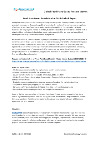 Feed Plant-Based Protein Market Forecasts to 2028