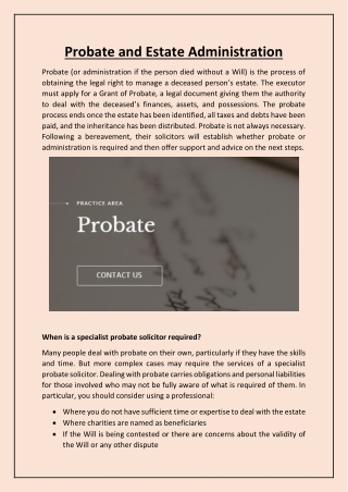 Probate and Estate Administration