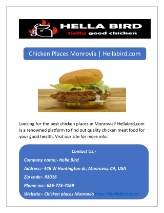 Chicken Places Monrovia | Hellabird.com