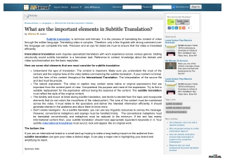 What are the important elements in Subtitle Translation