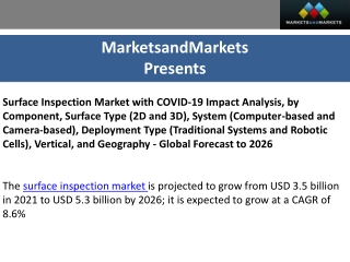 Surface Inspection Market Size Forecast to 2026 with COVID-19 Impact Analysis