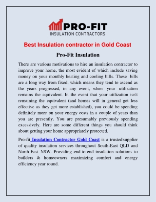 Best Insulation Contractor in Gold Coast