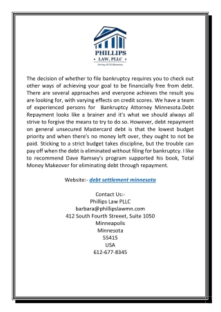 debt settlement minnesota |  Phillipslawmn.com