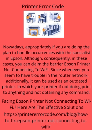 Facing Epson Printer Not Connecting To Wifi. Here Are The Effective Solutions