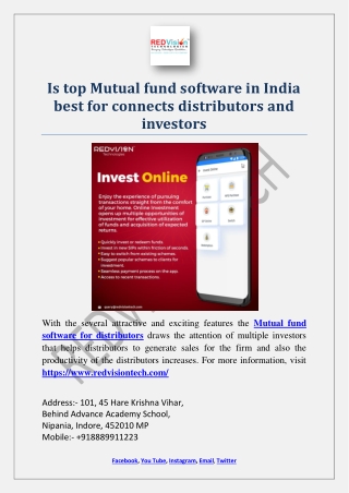 Is top Mutual fund software in India best for connects distributors and investors