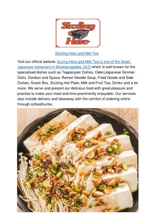 5% Off - Sizzling Hero and Milk Tea Woolloongabba Menu,QLD