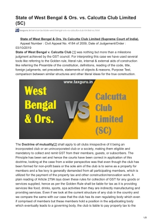 State of West Bengal  Ors vs Calcutta Club Limited SC