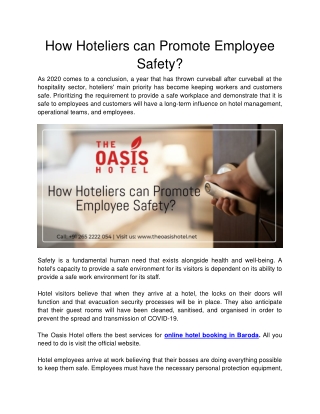 The Oasis Hotel - How Hoteliers can Promote Employee Safety