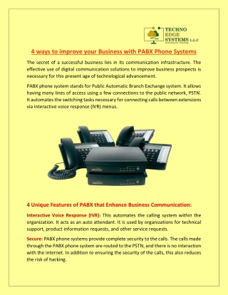 4 ways to Improve your Business with PABX Phone Systems