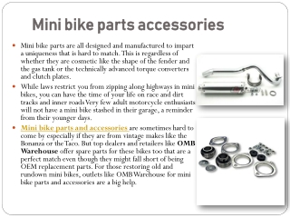 Mini bike parts accessories