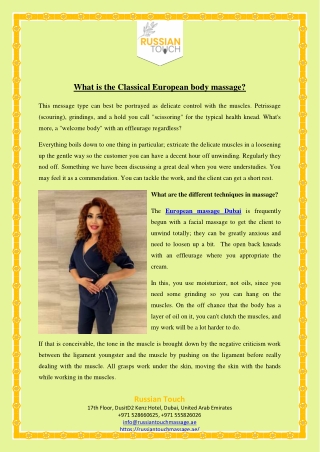 What is the Classical European body massage?